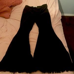 Free People black corduroy flare jeans